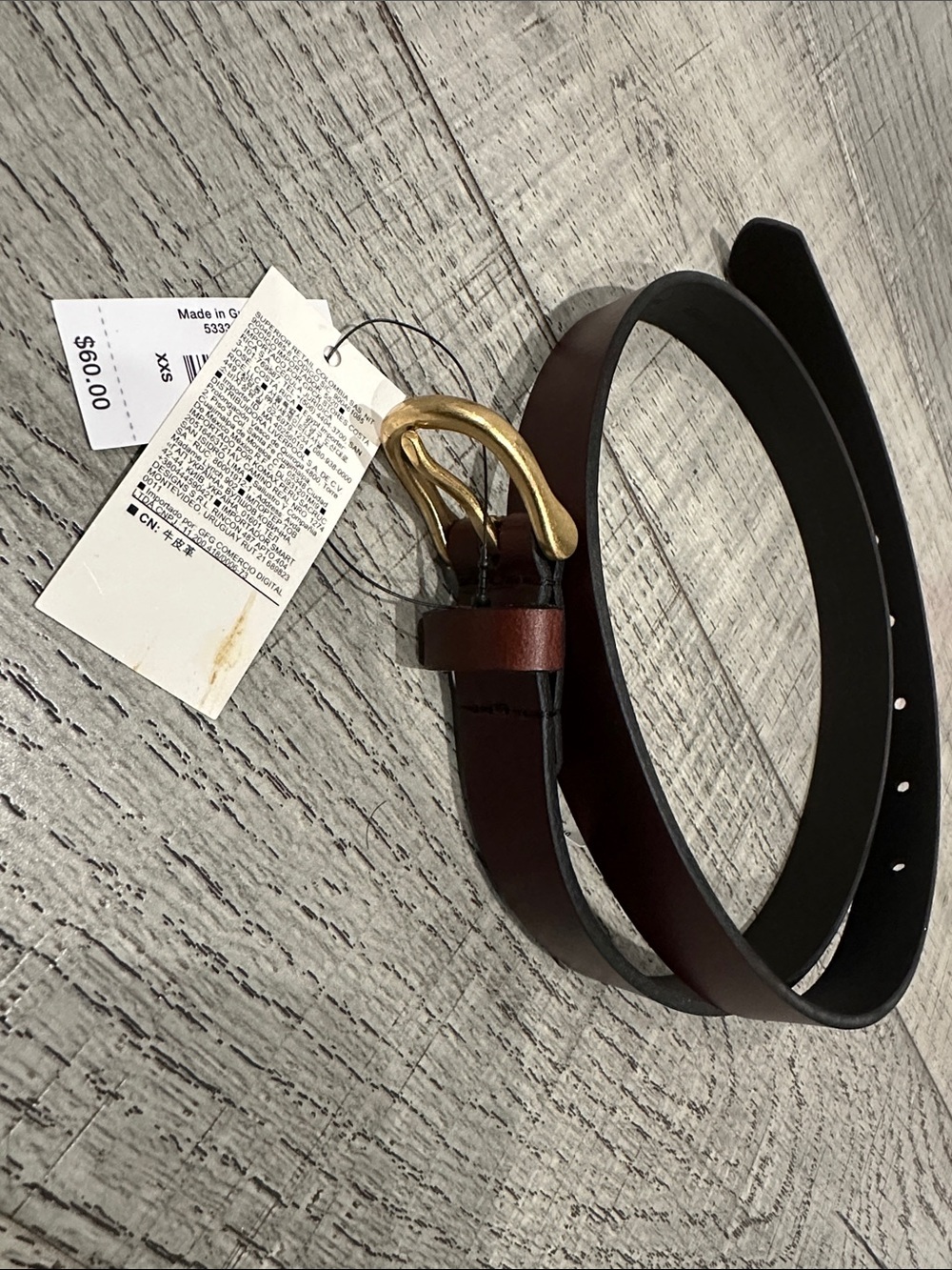 Banana Republic Brown Leather Belt with Gold Buckle